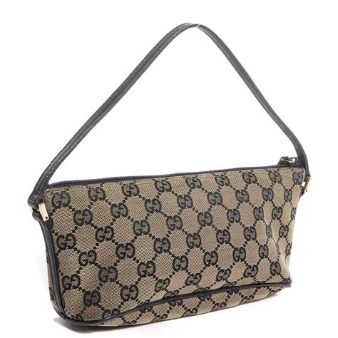 gucci monogram pochette black|gucci black embossed bag.